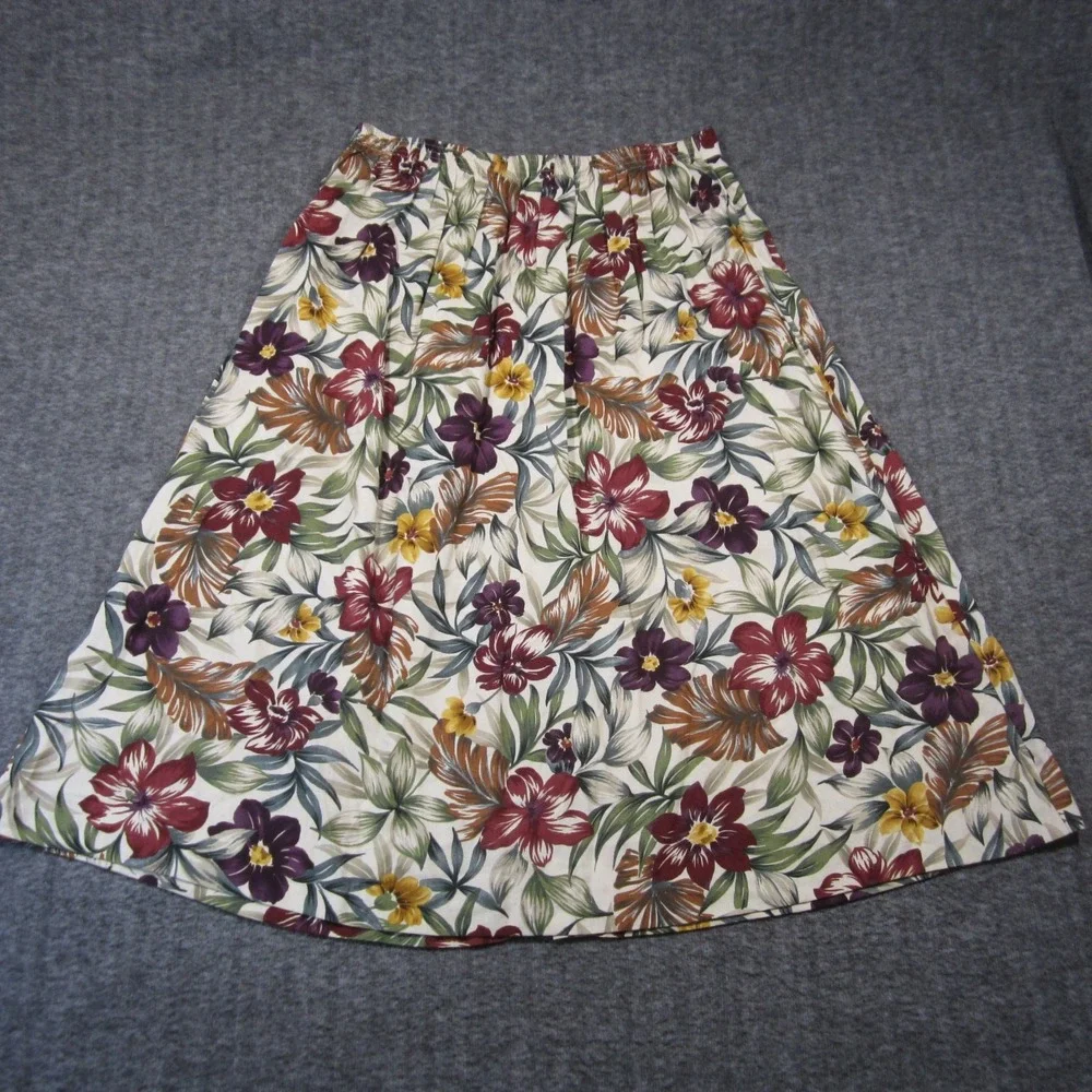 Vtg Alfred Dunner Floral‎ Pleated Midi Skirt 18W Autumn Cottagecore Grandma USA